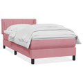 Boxspring met matras fluweel roze 90x220 cm