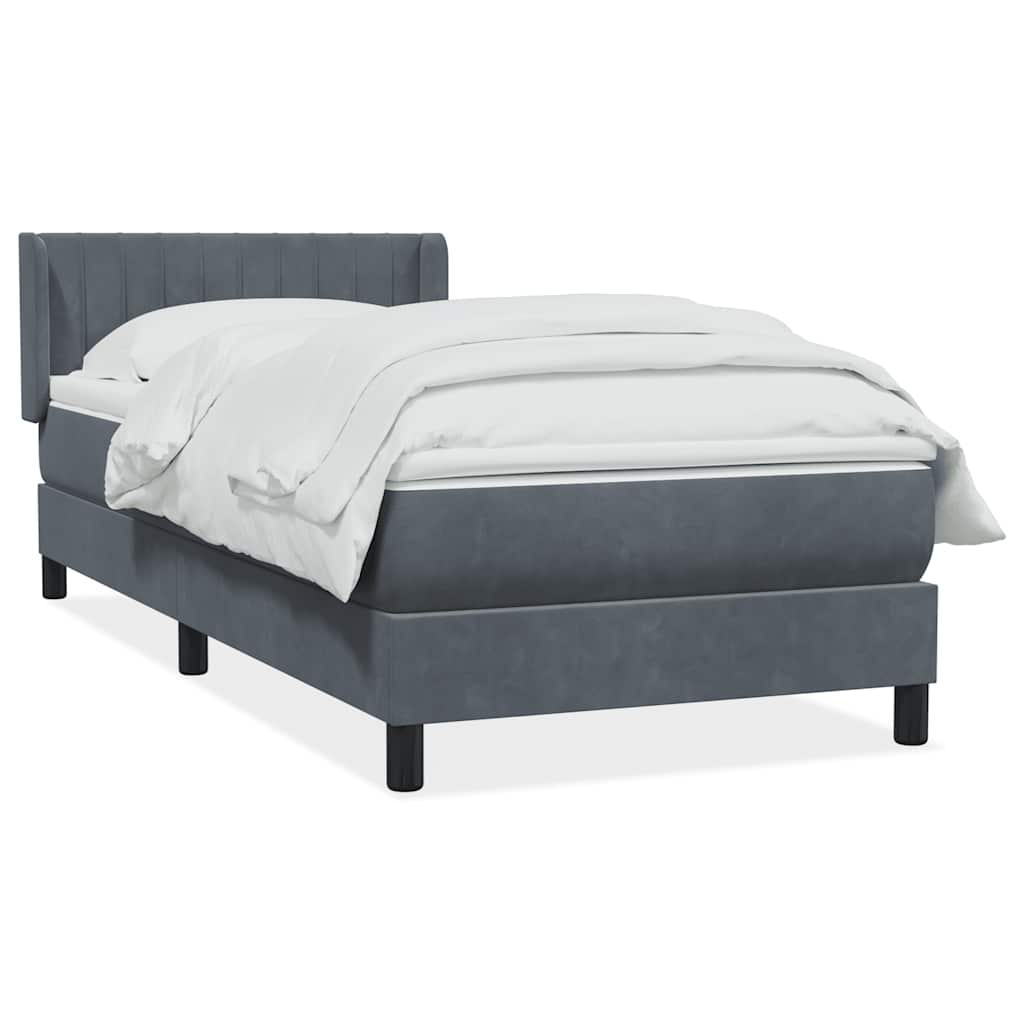 Boxspring met matras fluweel donkergrijs 100x220 cm