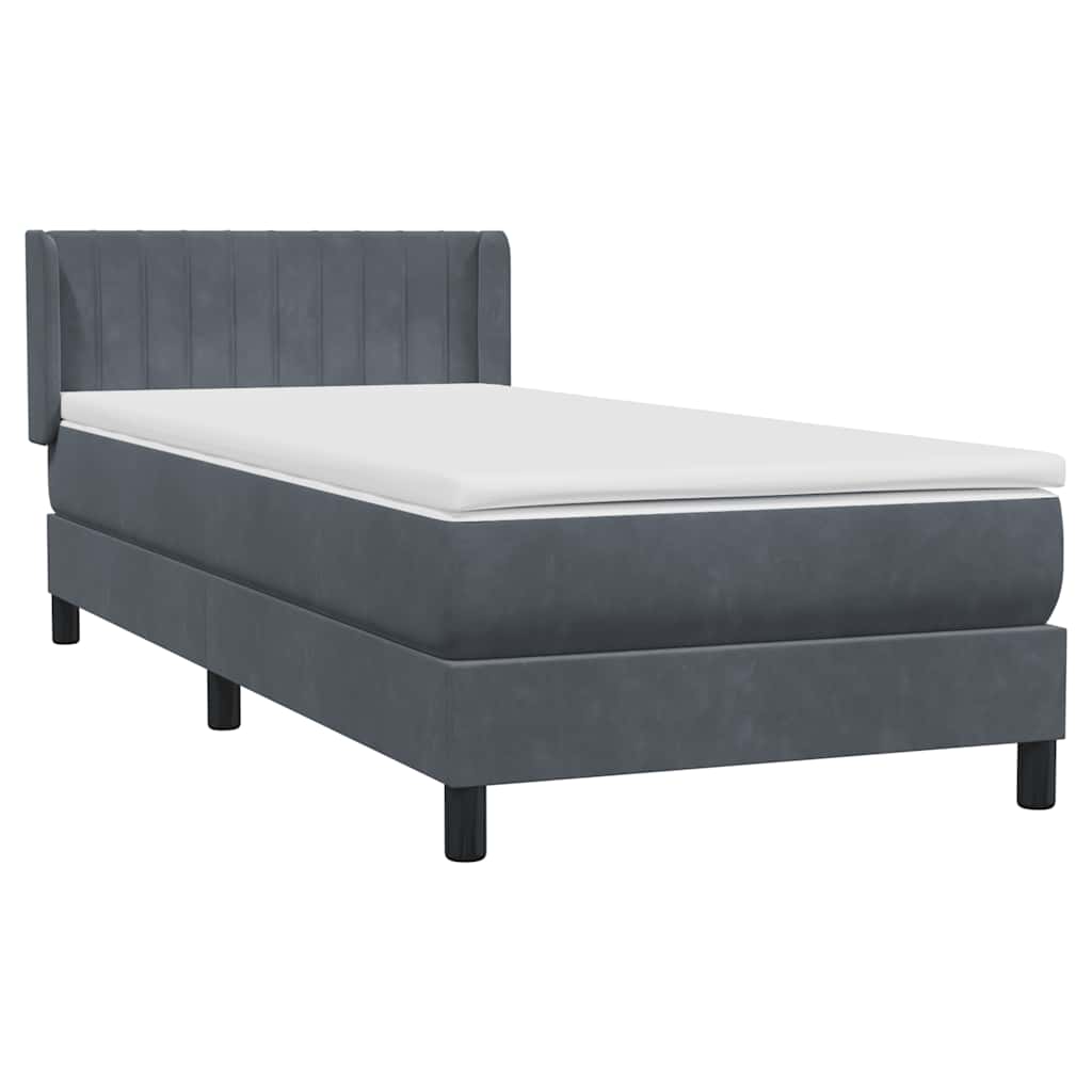 Boxspring met matras fluweel donkergrijs 100x220 cm