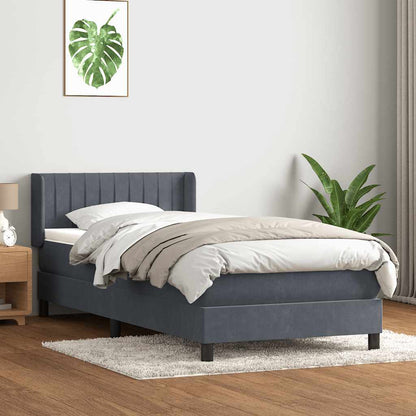Boxspring met matras fluweel donkergrijs 100x220 cm
