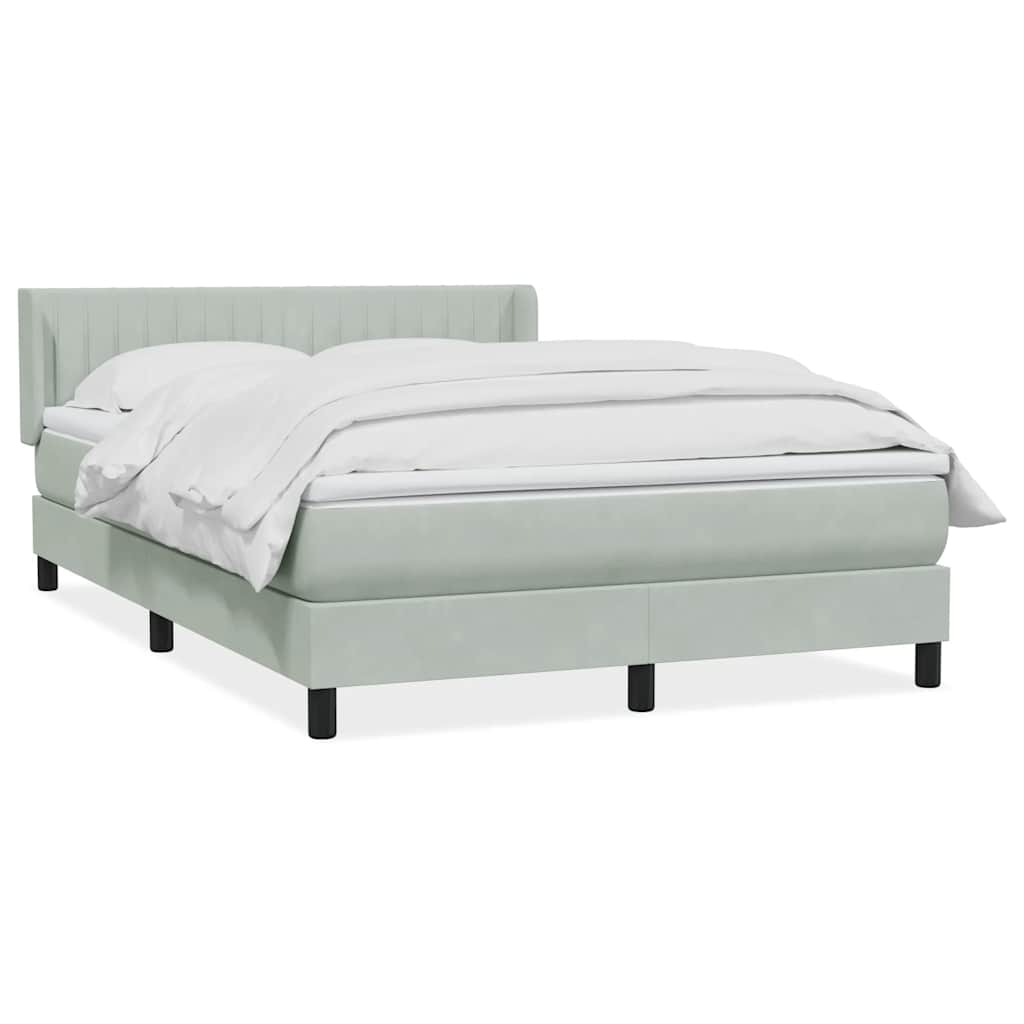 Boxspring met matras fluweel lichtgrijs 160x220 cm