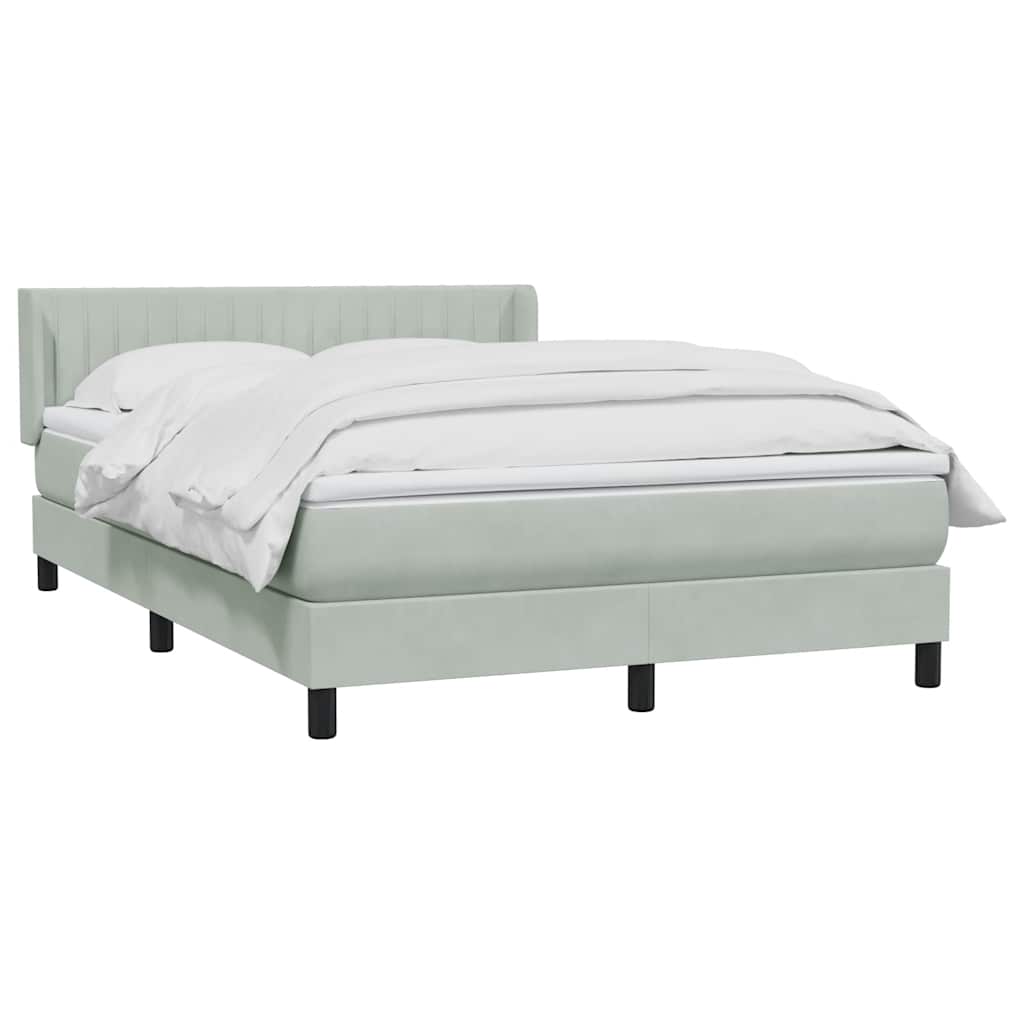 Boxspring met matras fluweel lichtgrijs 160x220 cm