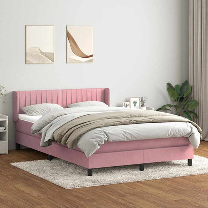 Boxspring met matras fluweel roze 160x220 cm