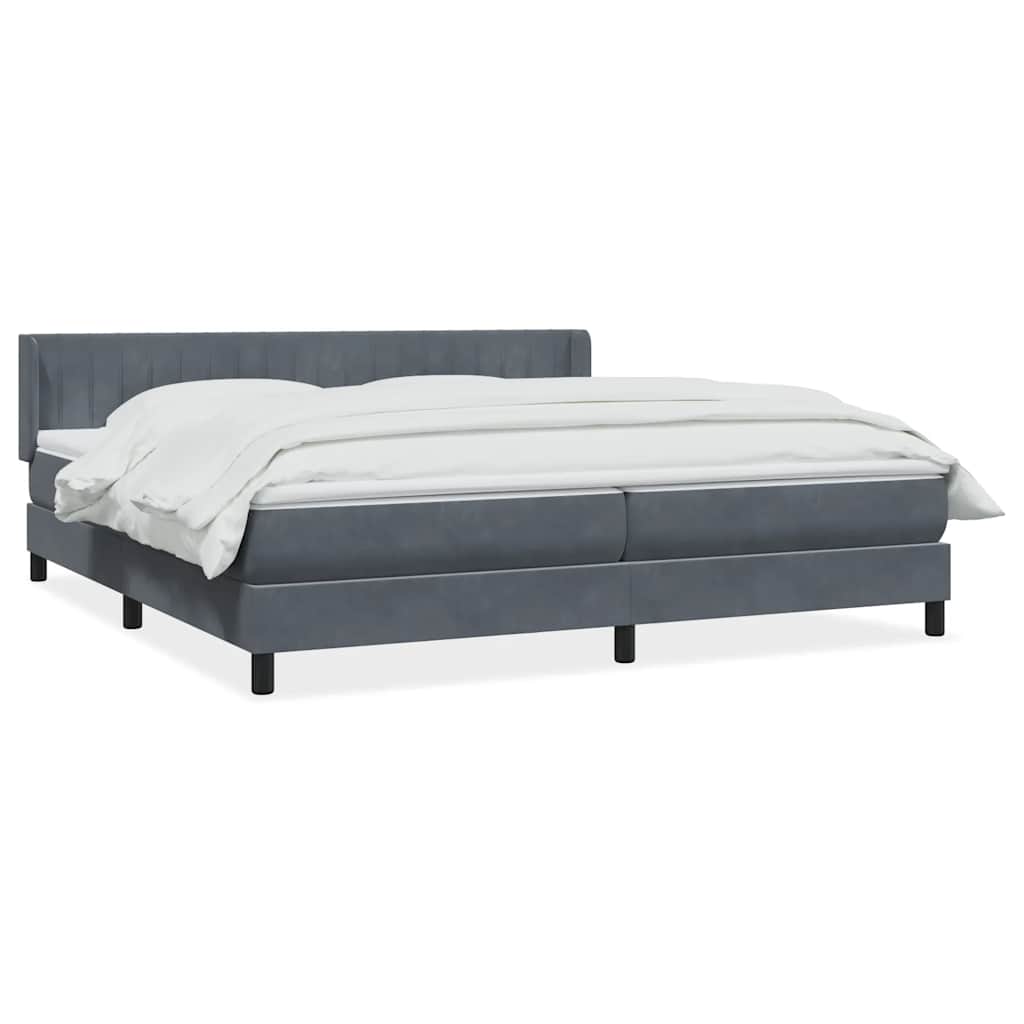 Boxspring met matras fluweel donkergrijs 180x220 cm