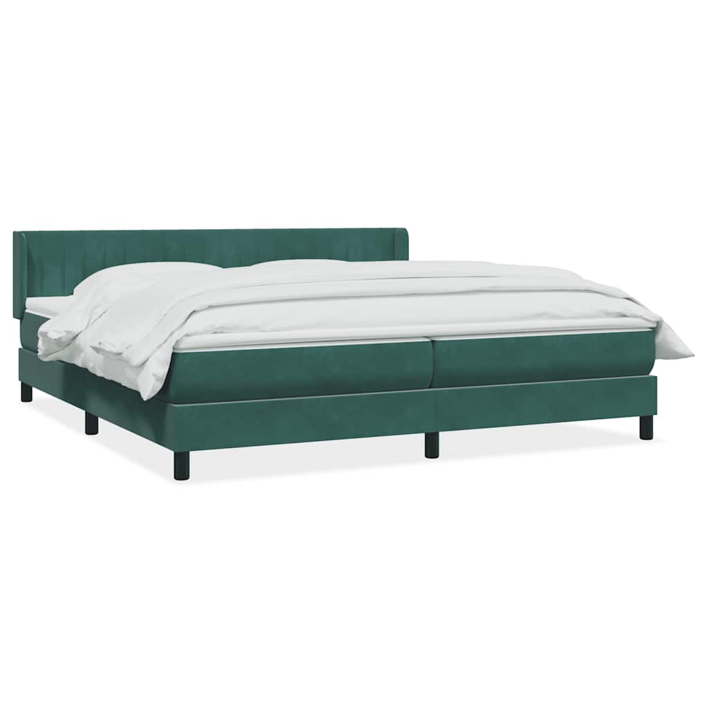 Boxspring met matras fluweel donkergroen 180x220 cm