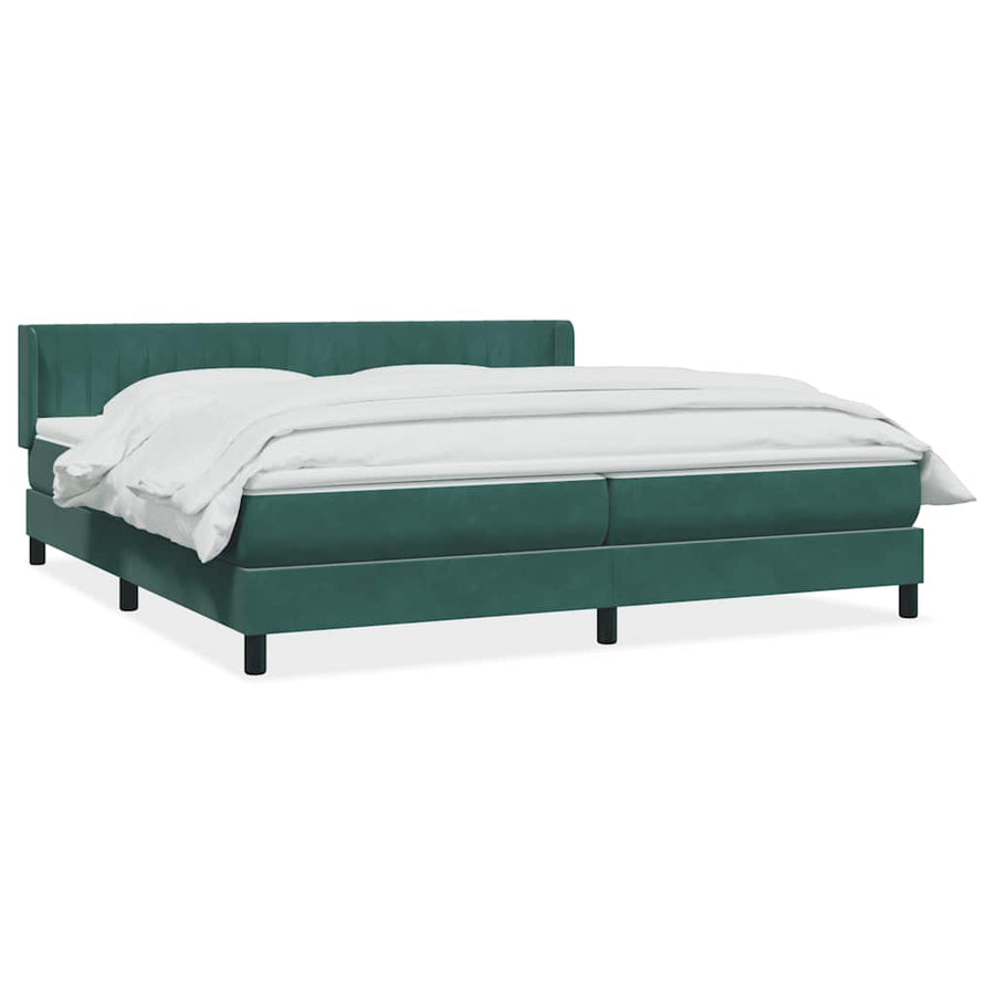 Boxspring met matras fluweel donkergroen 180x220 cm