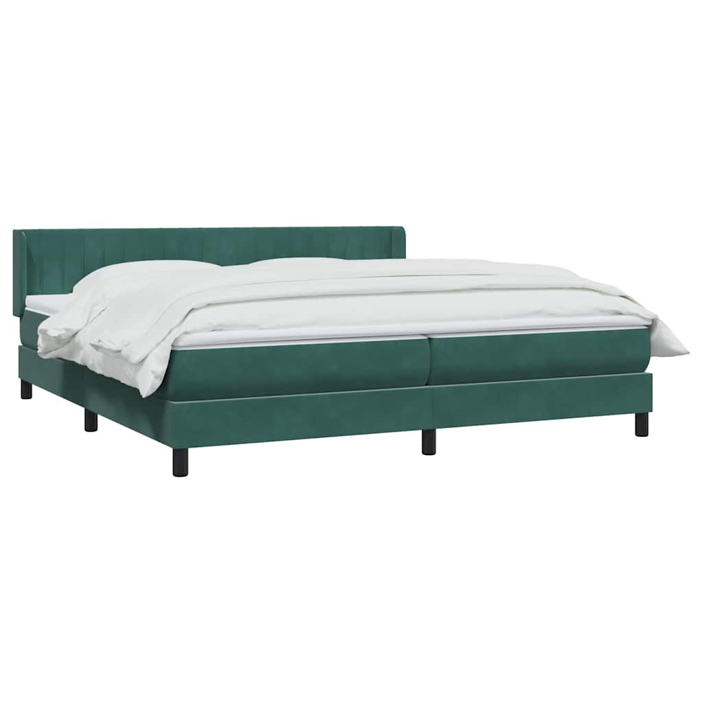Boxspring met matras fluweel donkergroen 180x220 cm