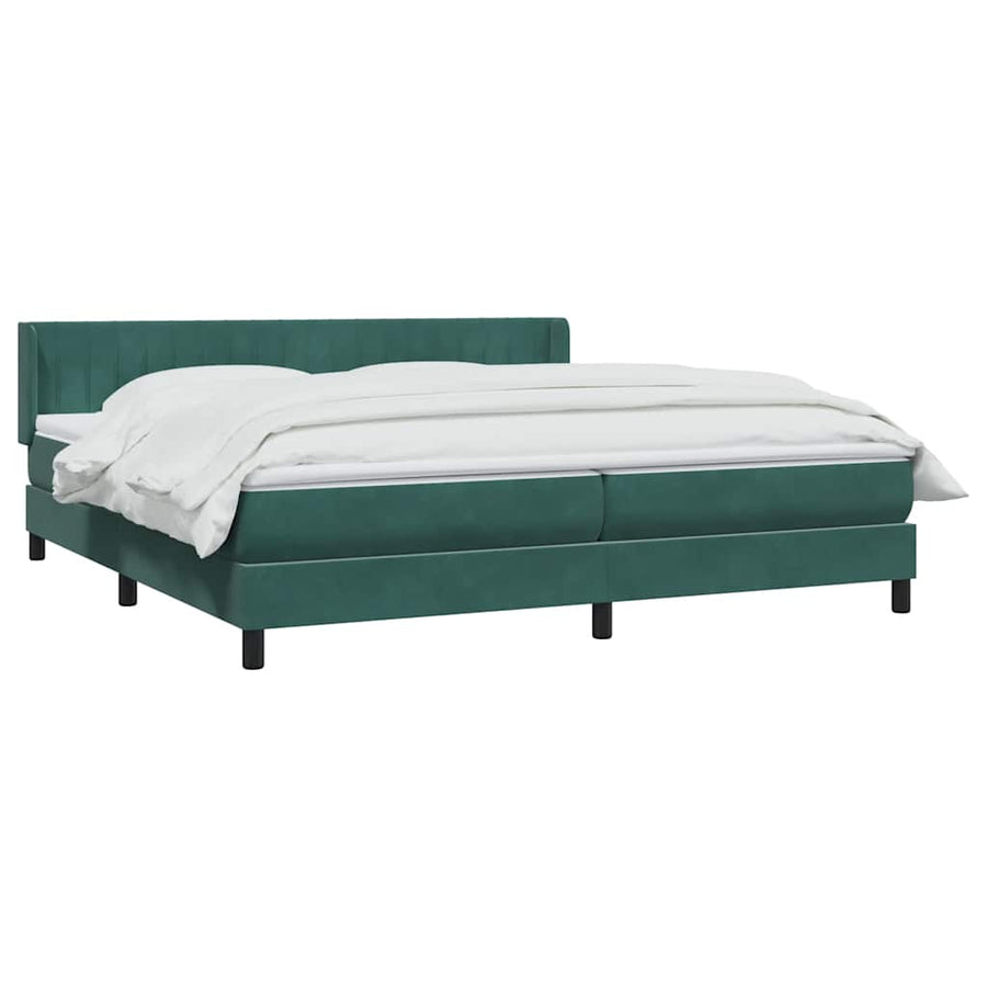 Boxspring met matras fluweel donkergroen 180x220 cm
