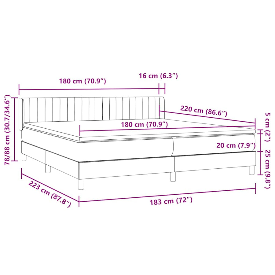 Boxspring met matras fluweel donkergroen 180x220 cm