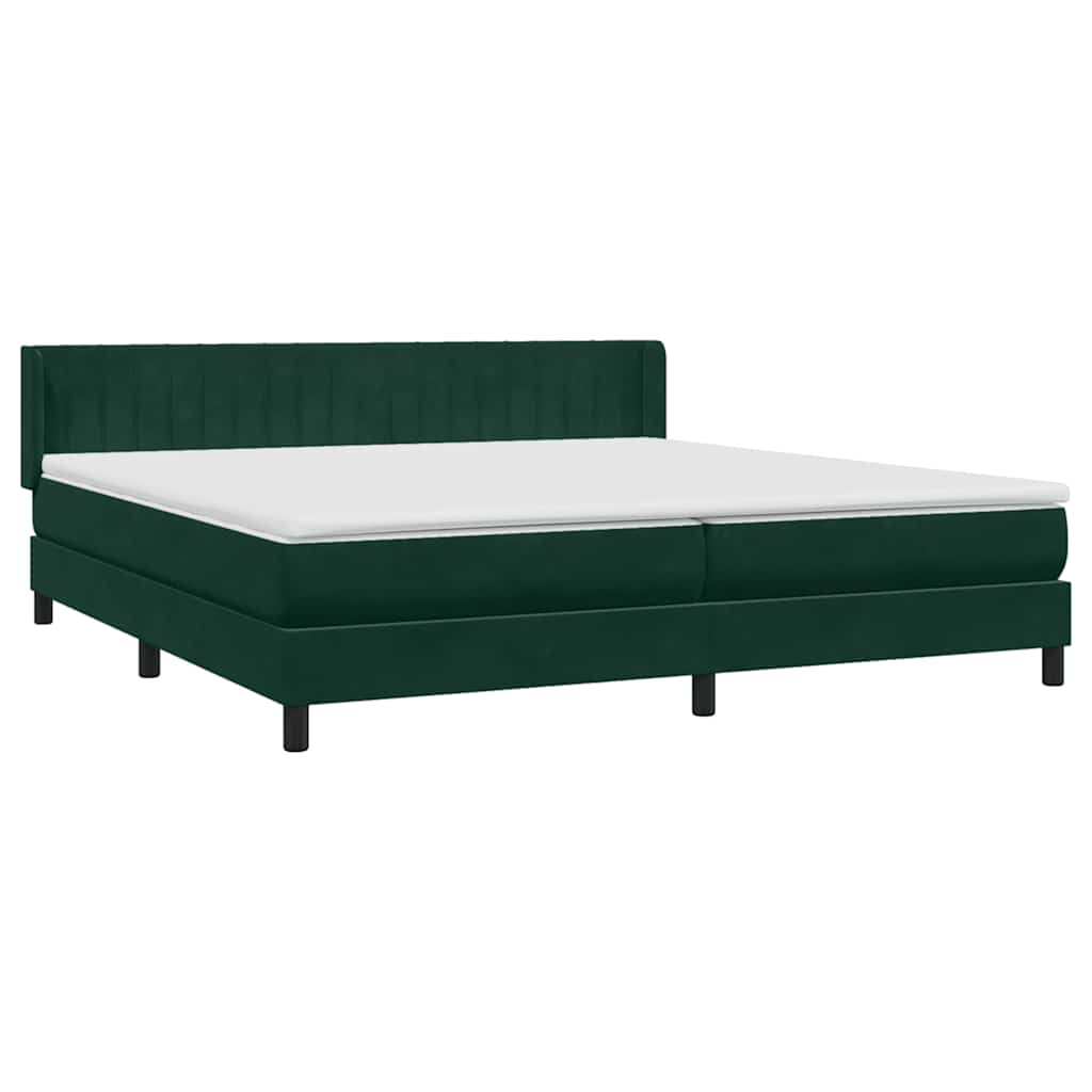 Boxspring met matras fluweel donkergroen 180x220 cm