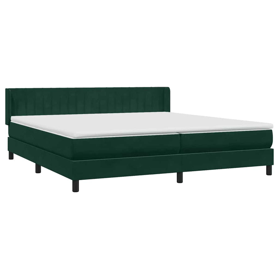 Boxspring met matras fluweel donkergroen 180x220 cm