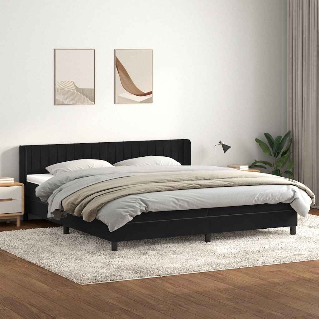 Boxspring met matras fluweel zwart 200x220 cm