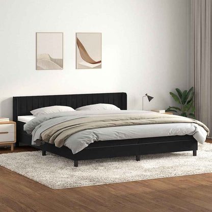 Boxspring met matras fluweel zwart 200x220 cm