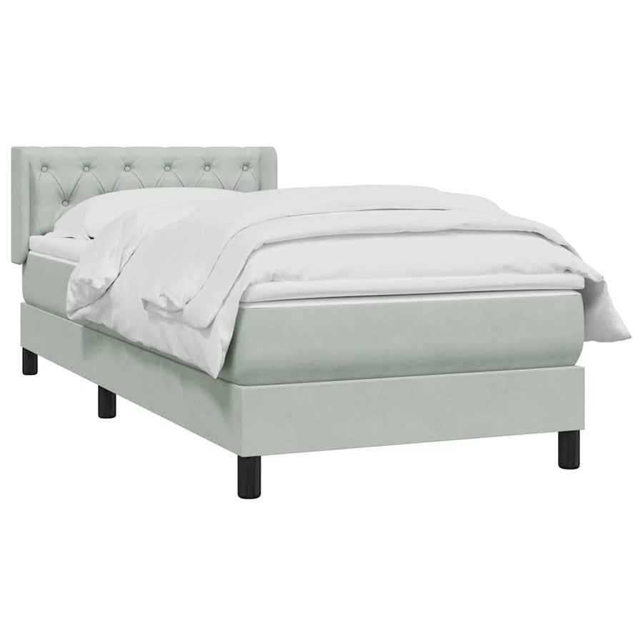 Boxspring met matras fluweel lichtgrijs 80x210 cm