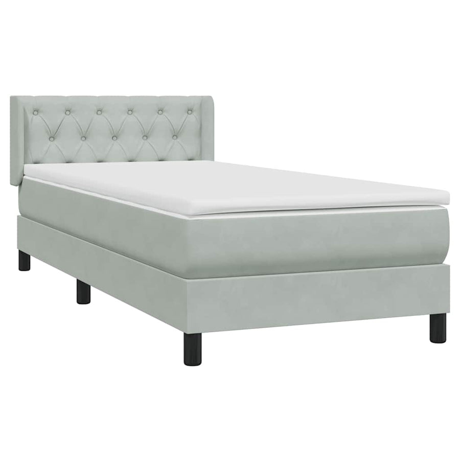 Boxspring met matras fluweel lichtgrijs 80x210 cm