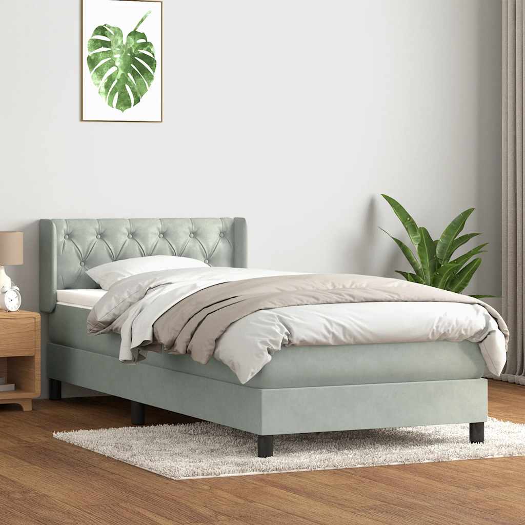 Boxspring met matras fluweel lichtgrijs 80x210 cm