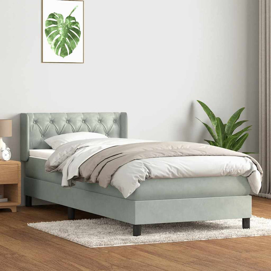 Boxspring met matras fluweel lichtgrijs 80x210 cm