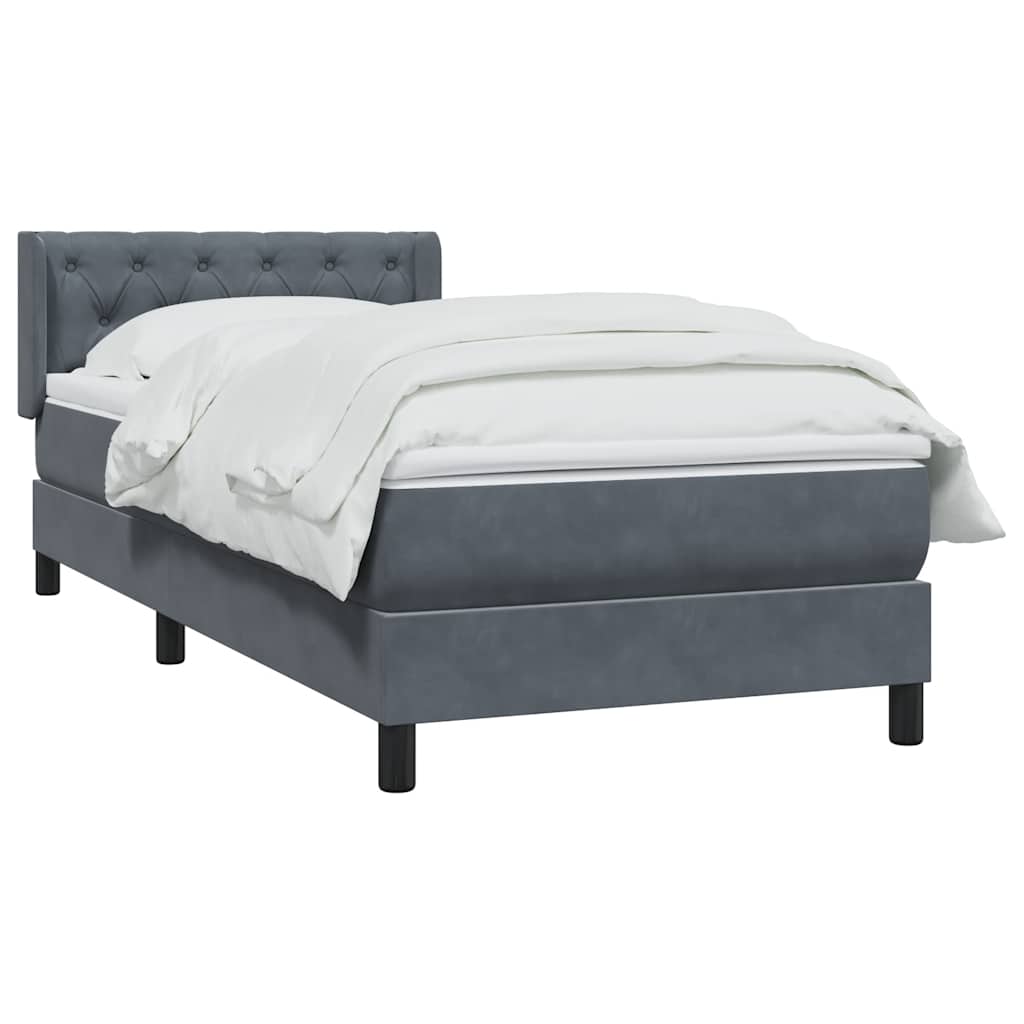 Boxspring met matras fluweel donkergrijs 80x210 cm