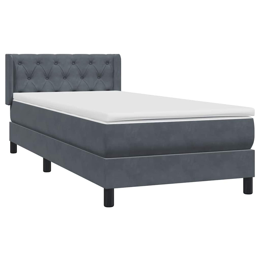 Boxspring met matras fluweel donkergrijs 80x210 cm