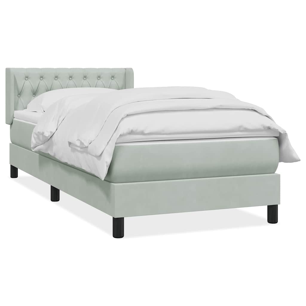 Boxspring met matras fluweel lichtgrijs 90x210 cm