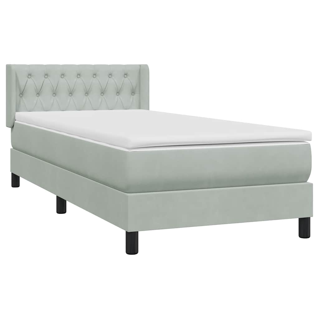 Boxspring met matras fluweel lichtgrijs 90x210 cm
