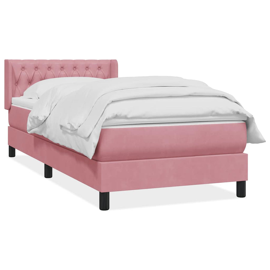 Boxspring met matras fluweel roze 90x210 cm