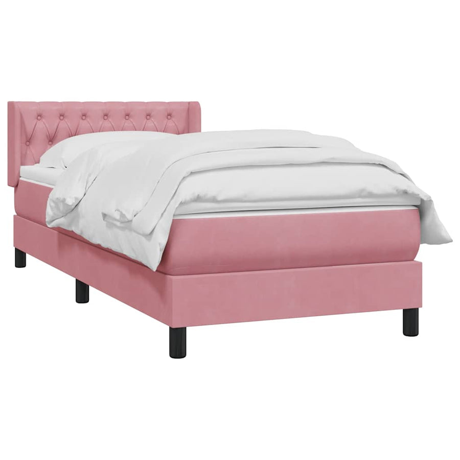 Boxspring met matras fluweel roze 90x210 cm