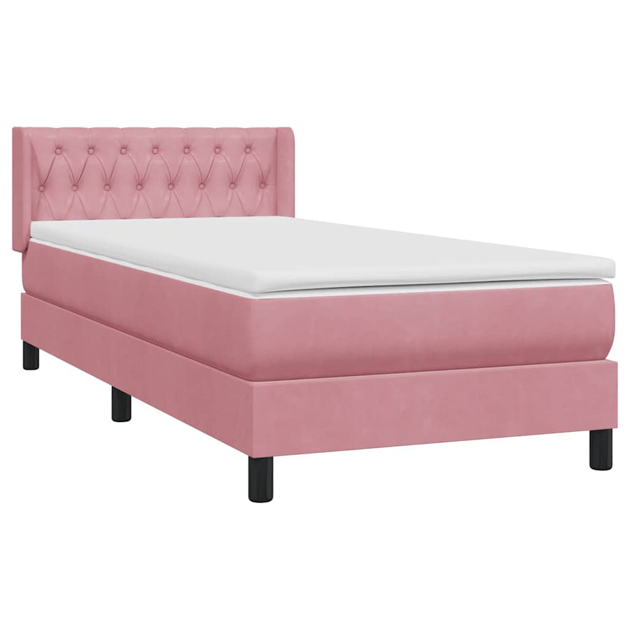Boxspring met matras fluweel roze 90x210 cm