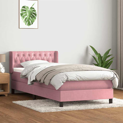 Boxspring met matras fluweel roze 90x210 cm