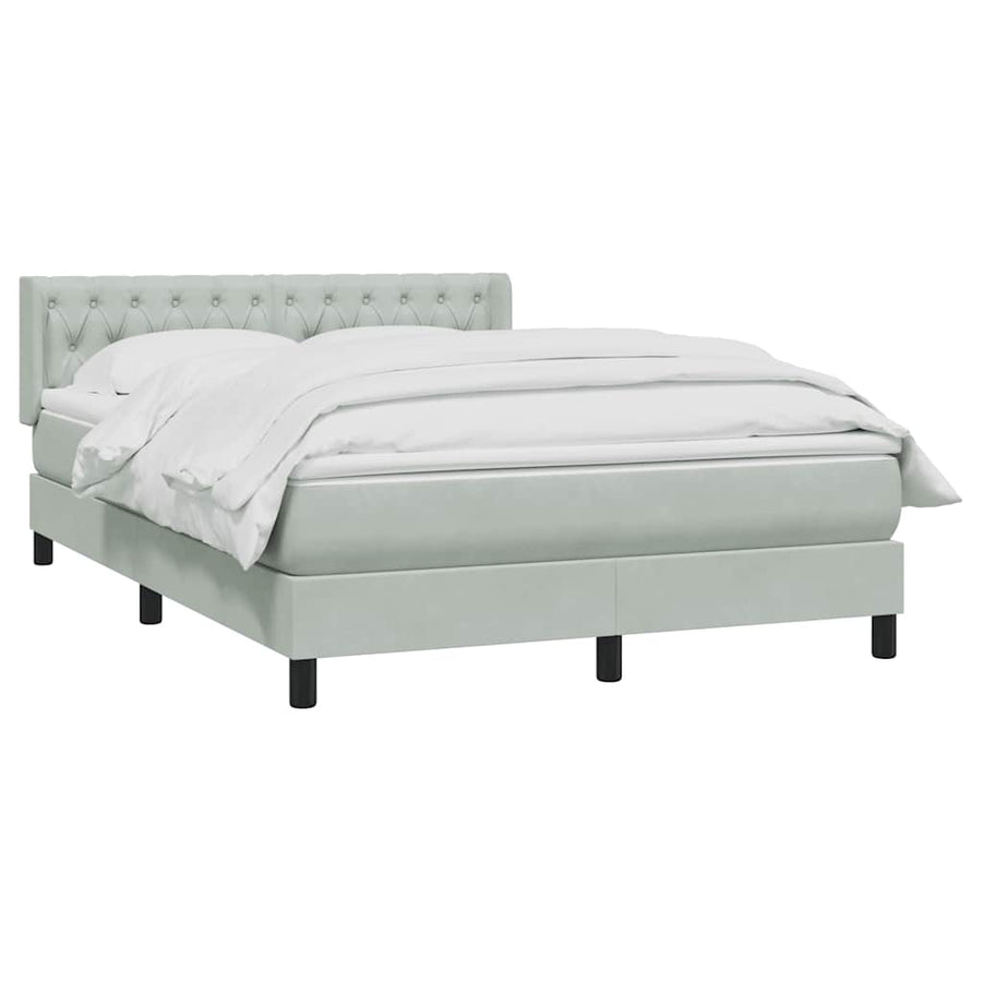Boxspring met matras fluweel lichtgrijs 160x210 cm
