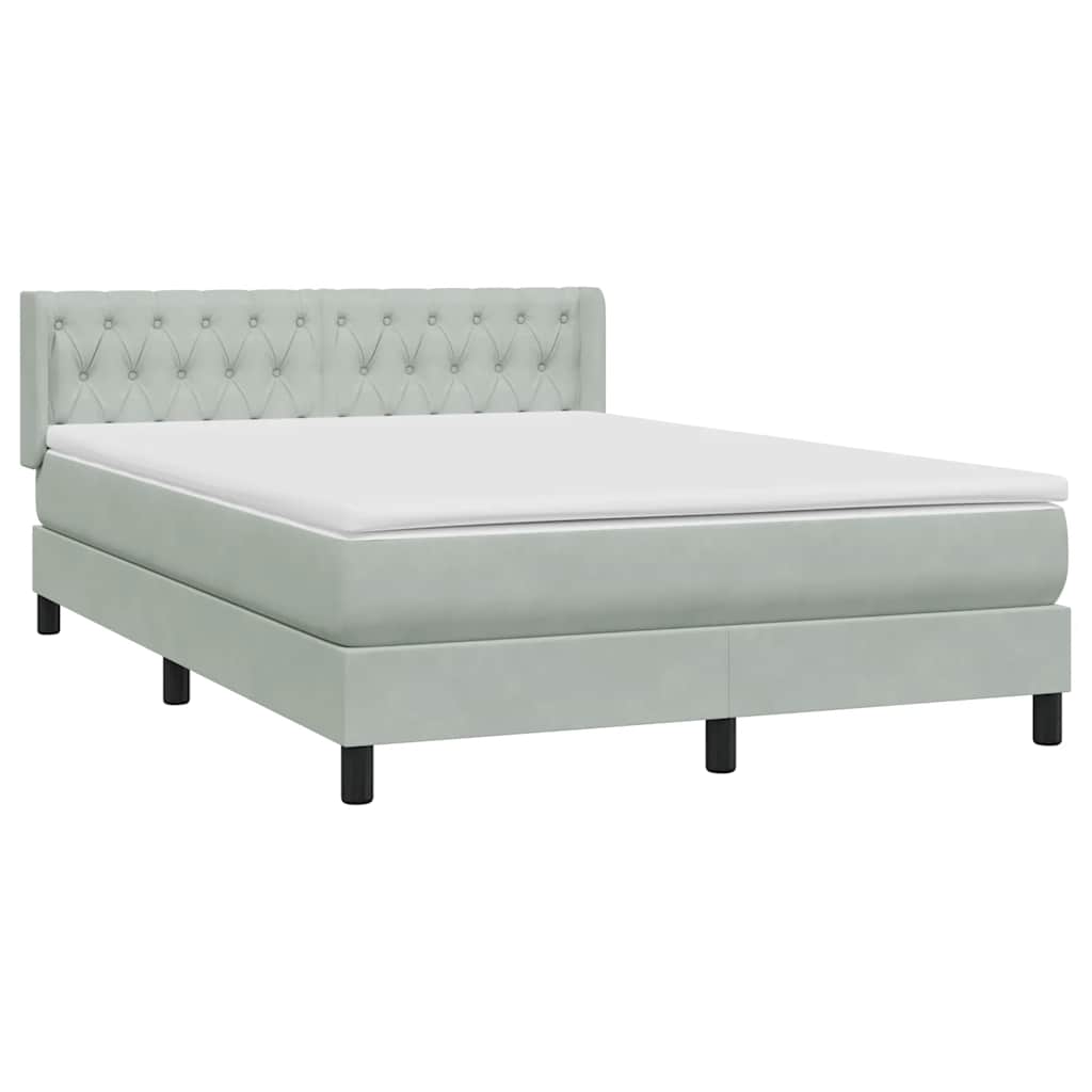 Boxspring met matras fluweel lichtgrijs 160x210 cm