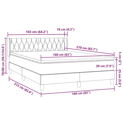 Boxspring met matras fluweel donkergrijs 160x210 cm