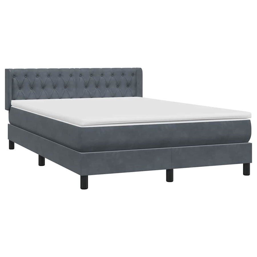 Boxspring met matras fluweel donkergrijs 160x210 cm