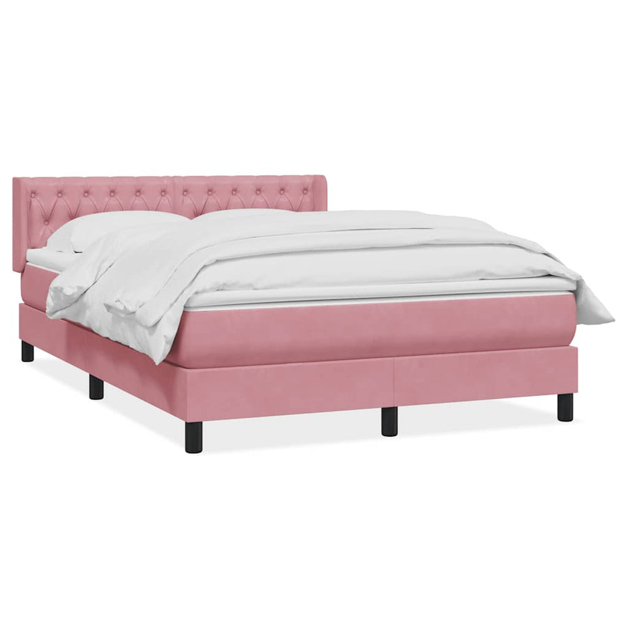 Boxspring met matras fluweel roze 160x210 cm