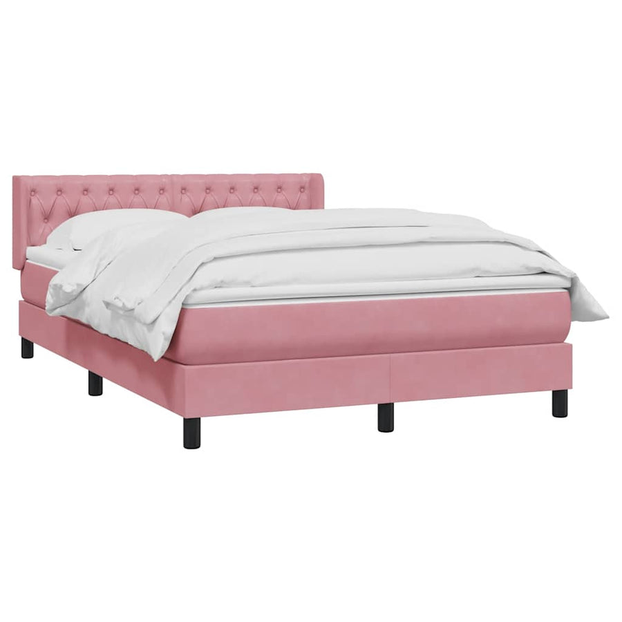 Boxspring met matras fluweel roze 160x210 cm