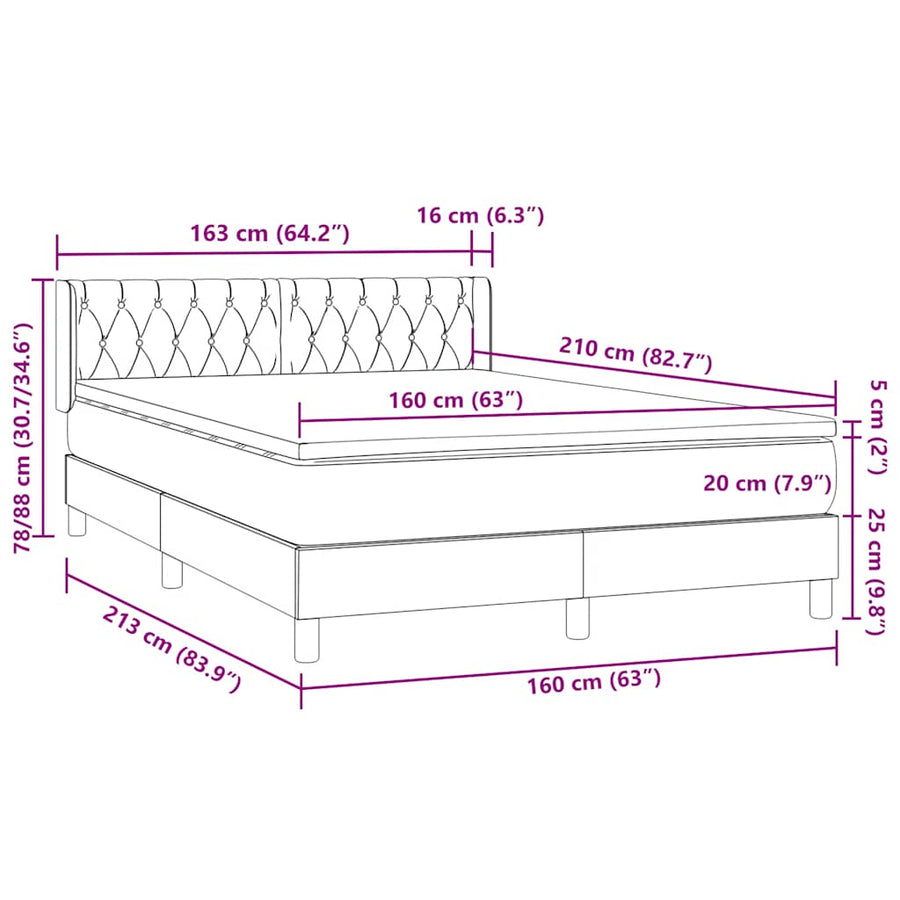 Boxspring met matras fluweel roze 160x210 cm