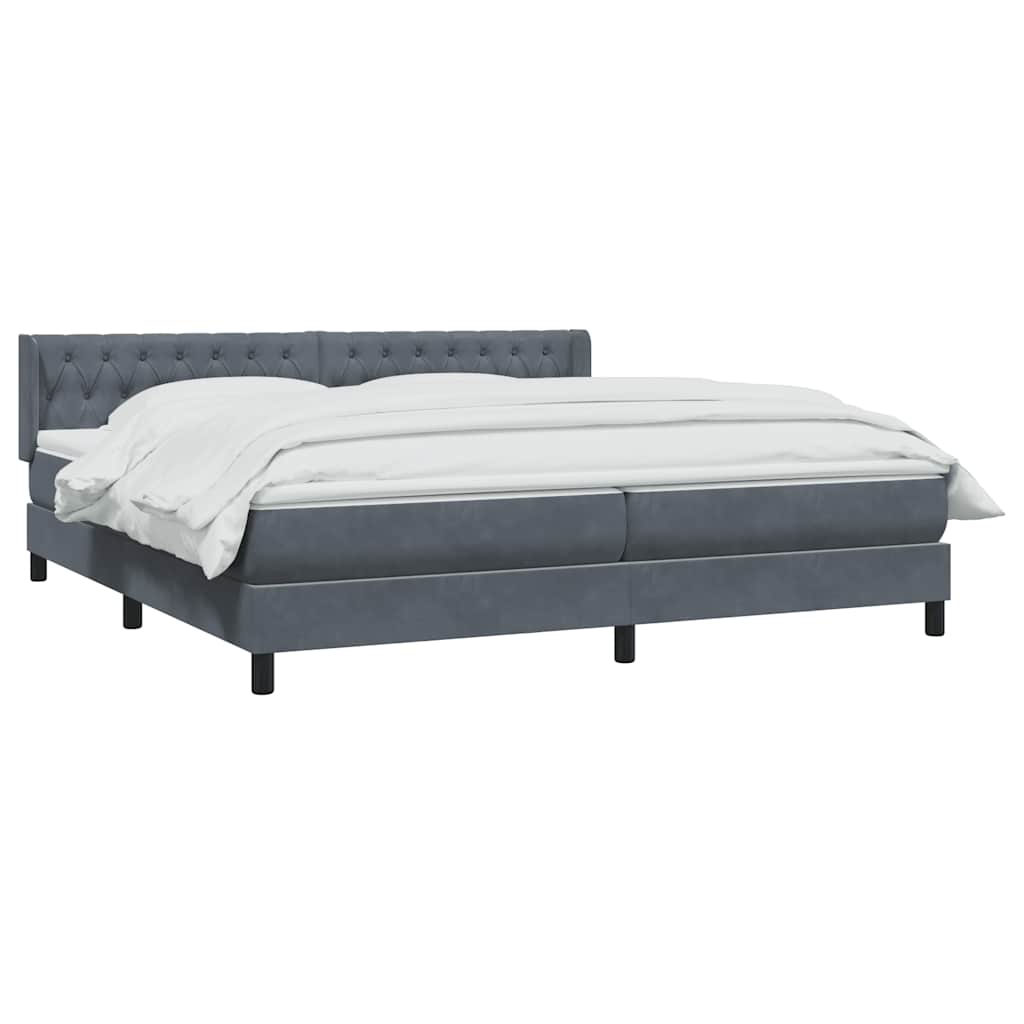 Boxspring met matras fluweel donkergrijs 180x210 cm