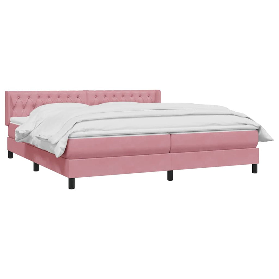 Boxspring met matras fluweel roze 180x210 cm
