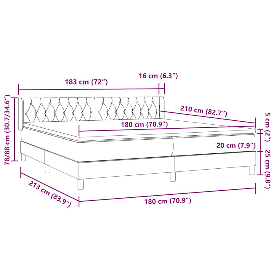 Boxspring met matras fluweel roze 180x210 cm