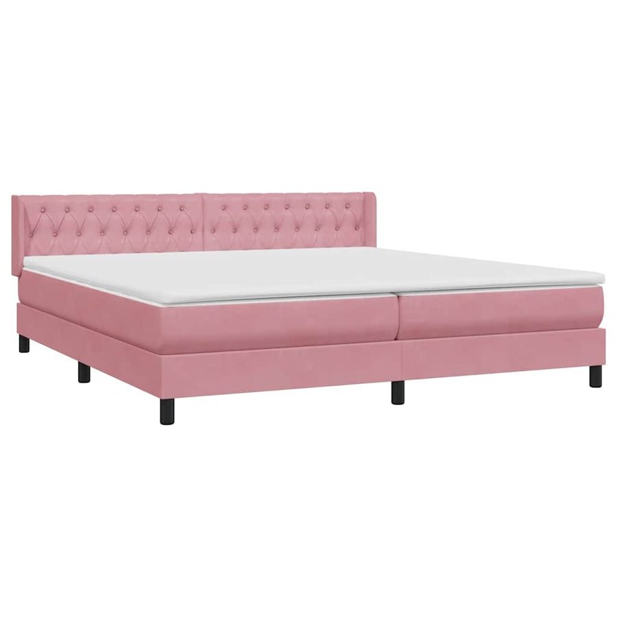 Boxspring met matras fluweel roze 180x210 cm