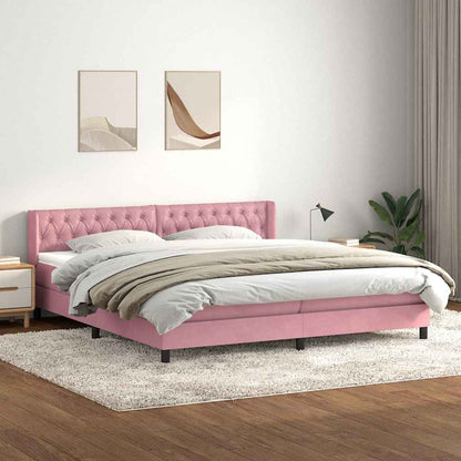 Boxspring met matras fluweel roze 180x210 cm