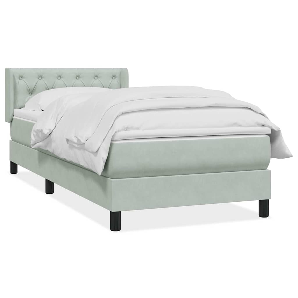 Boxspring met matras fluweel lichtgrijs 80x220 cm