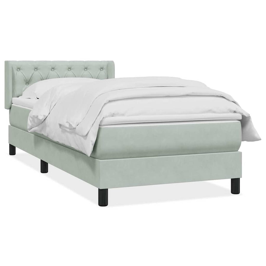 Boxspring met matras fluweel lichtgrijs 80x220 cm