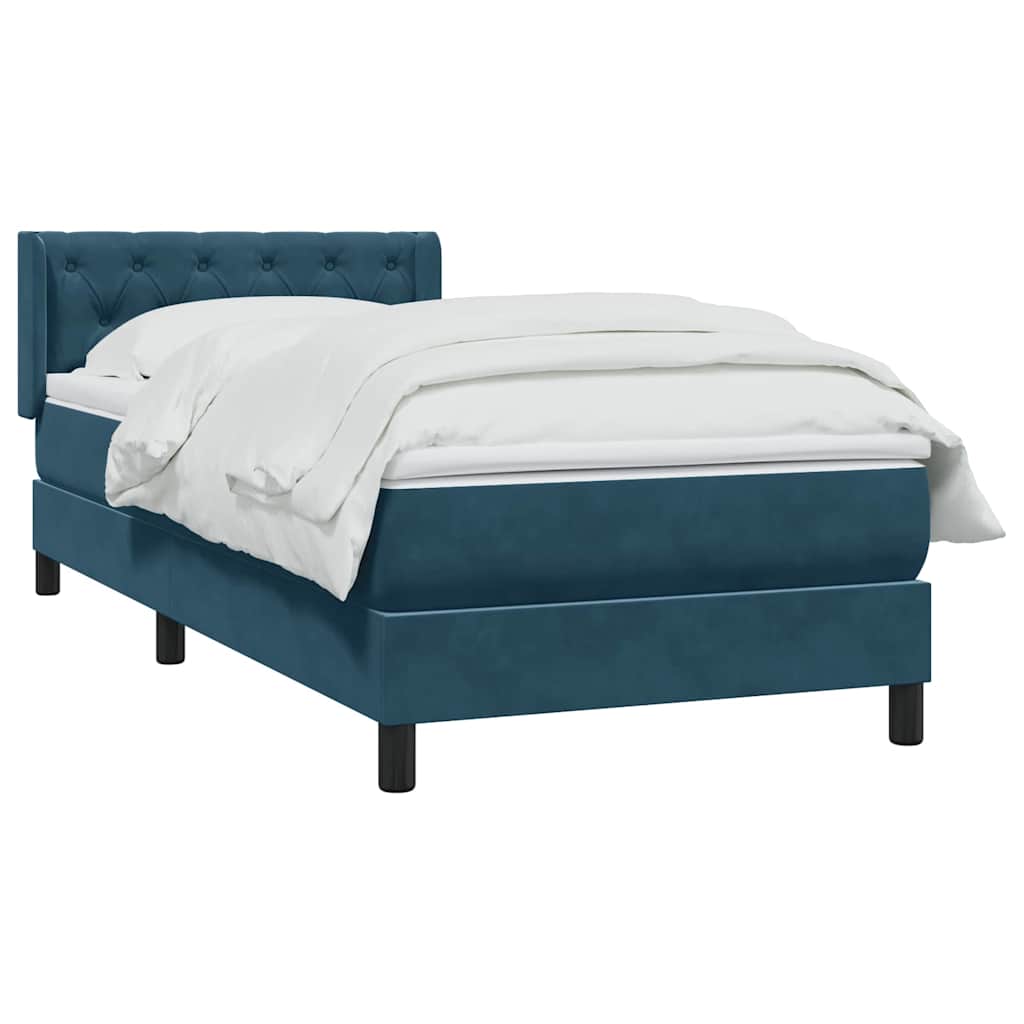 Boxspring met matras fluweel donkerblauw 80x220 cm