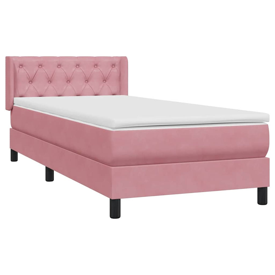 Boxspring met matras fluweel roze 80x220 cm