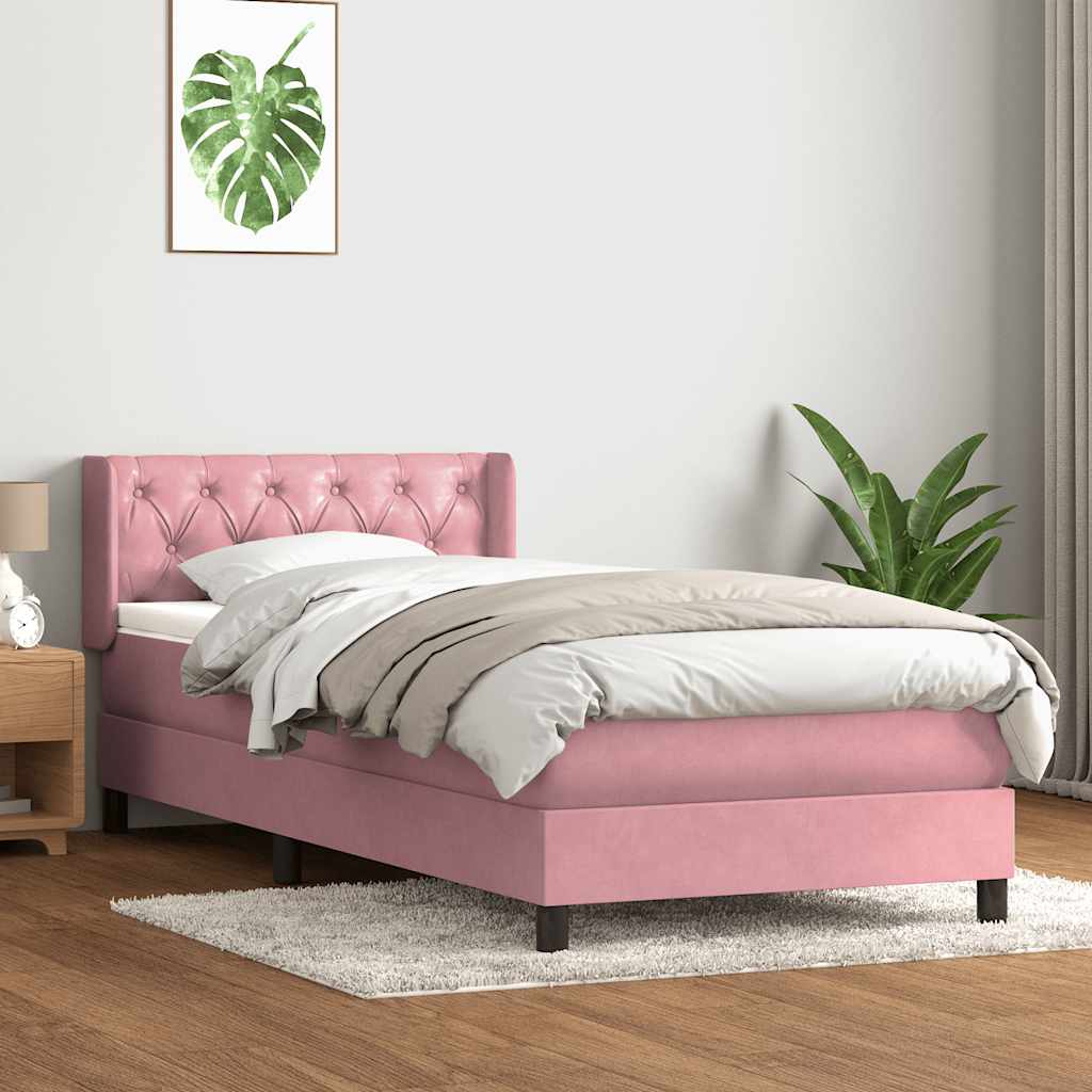 Boxspring met matras fluweel roze 80x220 cm