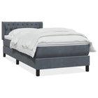 Boxspring met matras 90x220 cm fluweel donkergrijs
