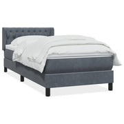 Boxspring met matras 90x220 cm fluweel donkergrijs