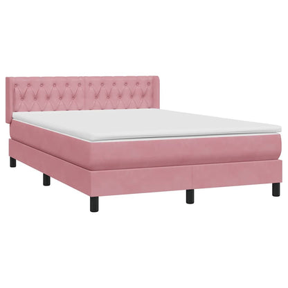 Boxspring met matras fluweel roze 140x220 cm