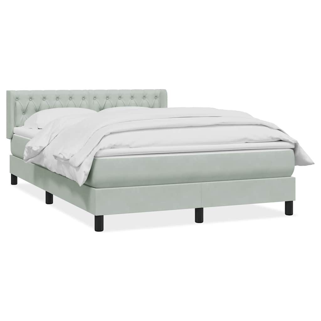 Boxspring met matras fluweel lichtgrijs 160x220 cm